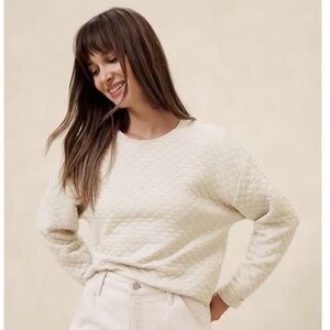 Banana Republic Women’s Quilted Crewneck Sweater - Light Khaki